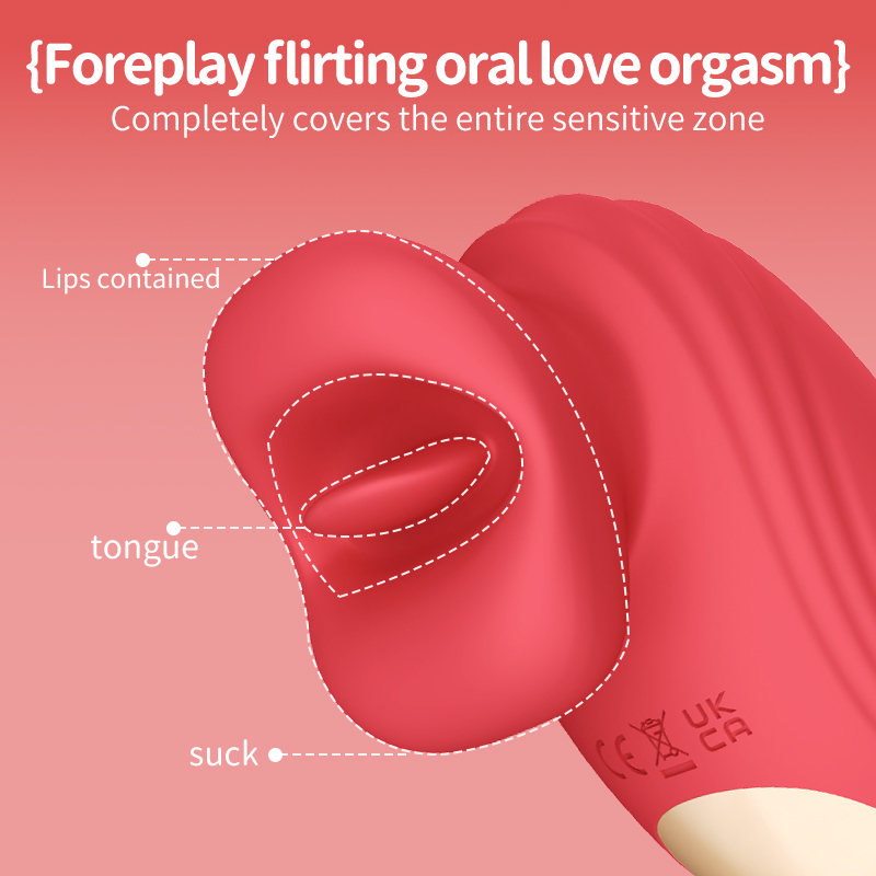 10 Modes Tongue Vibrator with Realistic Lips – Quiet Waterproof Clitoral Stimulator, Magnetic Charging, Red