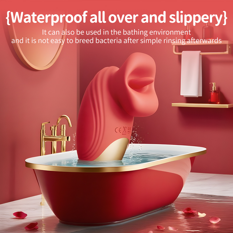 10 Modes Tongue Vibrator with Realistic Lips – Quiet Waterproof Clitoral Stimulator, Magnetic Charging, Red