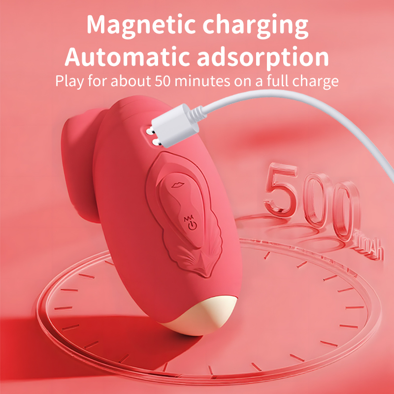 10 Modes Tongue Vibrator with Realistic Lips – Quiet Waterproof Clitoral Stimulator, Magnetic Charging, Red