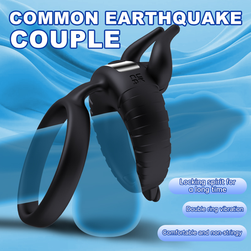 Ox Horn Style Double Cock Ring with Vibration – Rechargeable Silicone Delay Ring for Enhanced Performance
