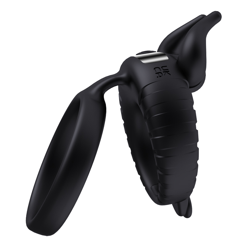 Ox Horn Style Double Cock Ring with Vibration – Rechargeable Silicone Delay Ring for Enhanced Performance