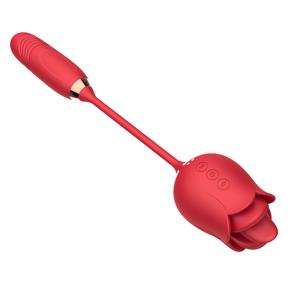 6-in-1 Rose Pleasure Toy – Clitoral Suction, Thrusting & Vibrating Dual Head Stimulator