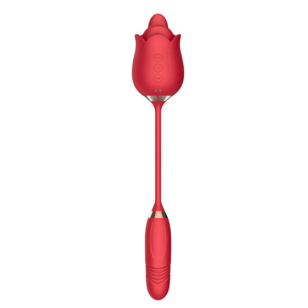 6-in-1 Rose Pleasure Toy – Clitoral Suction, Thrusting & Vibrating Dual Head Stimulator