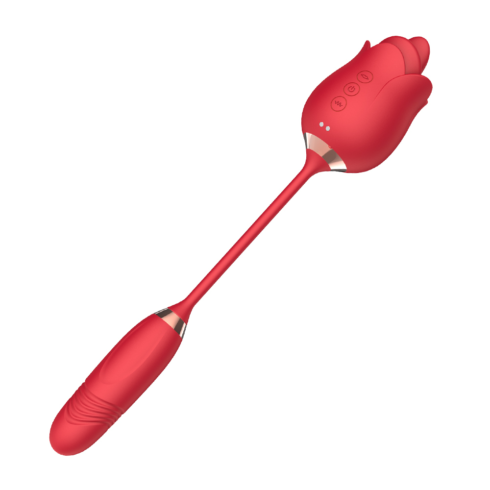 6-in-1 Rose Pleasure Toy – Clitoral Suction, Thrusting & Vibrating Dual Head Stimulator
