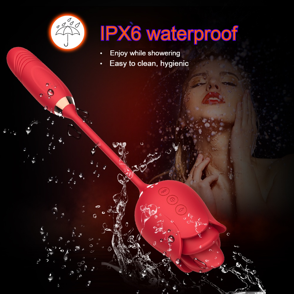 6-in-1 Rose Pleasure Toy – Clitoral Suction, Thrusting & Vibrating Dual Head Stimulator