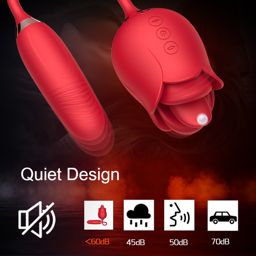 6-in-1 Rose Pleasure Toy – Clitoral Suction, Thrusting & Vibrating Dual Head Stimulator