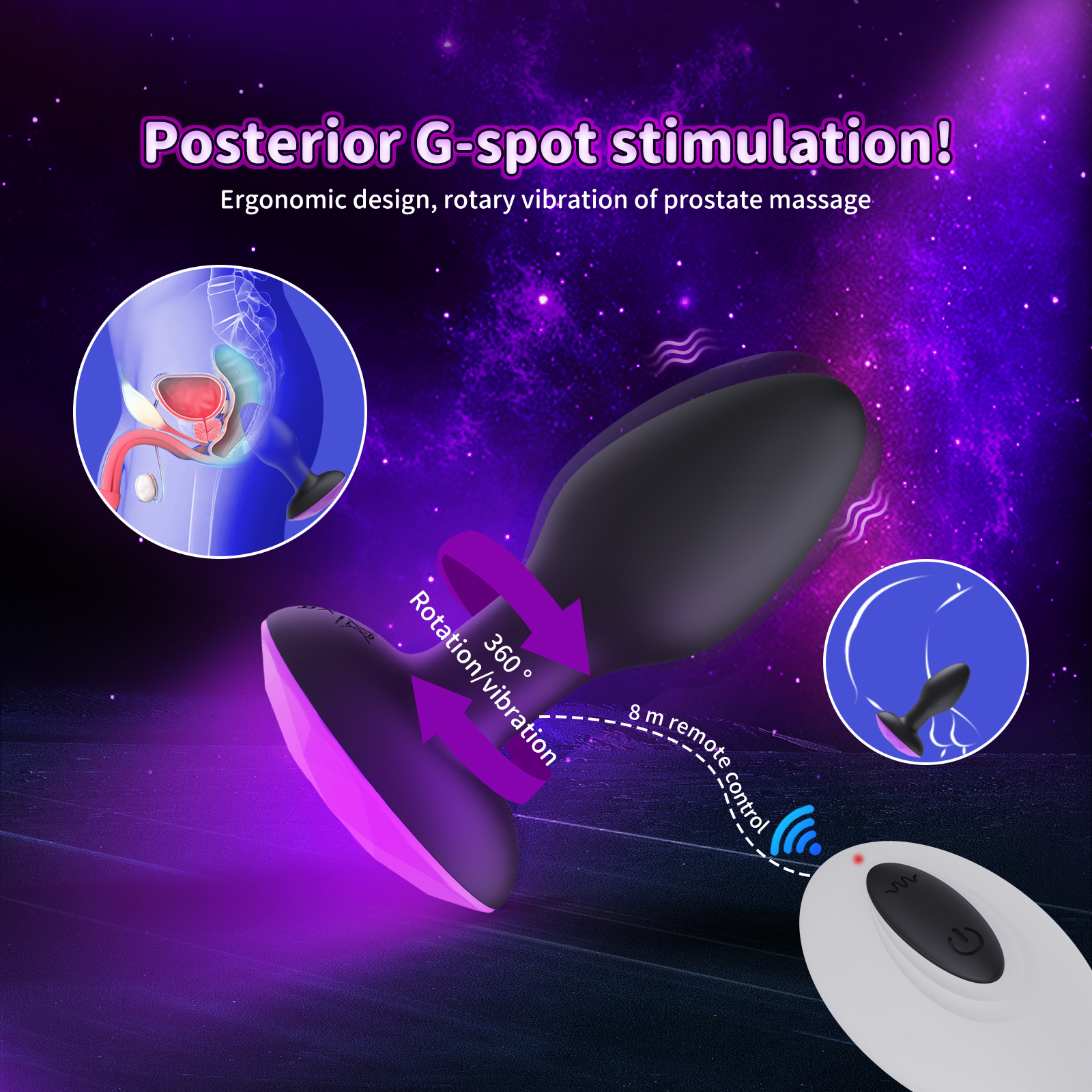 Rechargeable Remote Control Vibrating Butt Plug 4.1" – 10 Modes, 360° Rotation, Waterproof Silicone Anal Massager for Men & Women