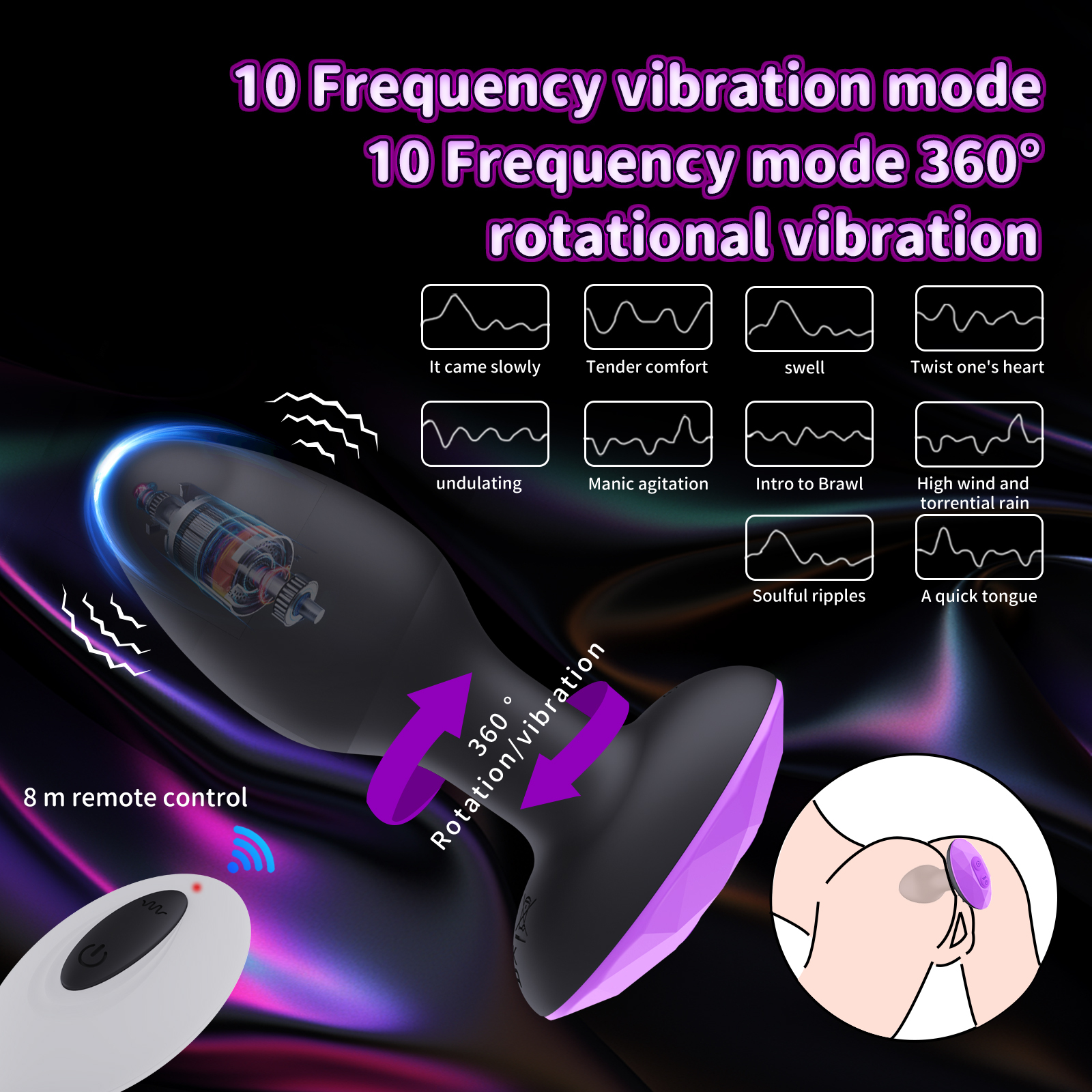 Rechargeable Remote Control Vibrating Butt Plug 4.1" – 10 Modes, 360° Rotation, Waterproof Silicone Anal Massager for Men & Women