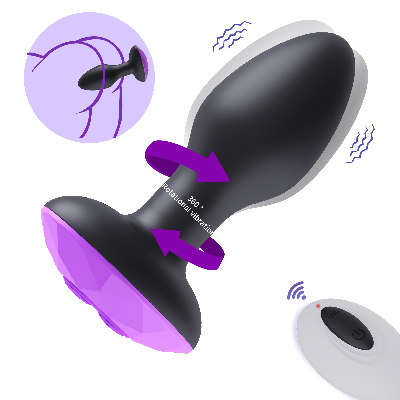Rechargeable Remote Control Vibrating Butt Plug 4.1" – 10 Modes, 360° Rotation, Waterproof Silicone Anal Massager for Men & Women