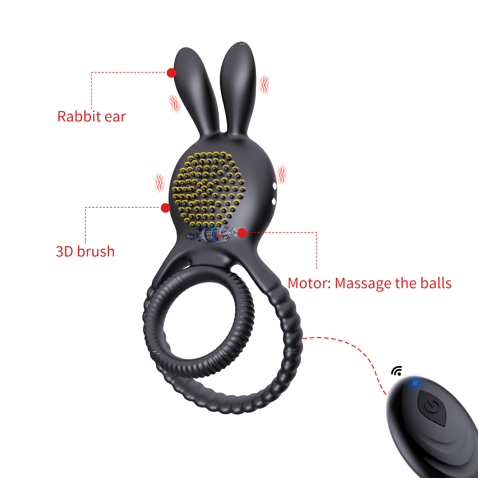 10 Function Silicone Vibrating Couples Ring – Wireless Remote, Dual Pleasure Stimulator for Him & Her