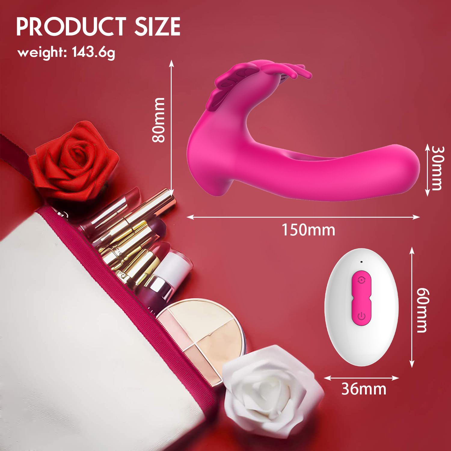 Wearable Rose Red G-Spot Vibrator – 9 Modes, Silent, Waterproof IPX7, Dual Stimulation for Beginners