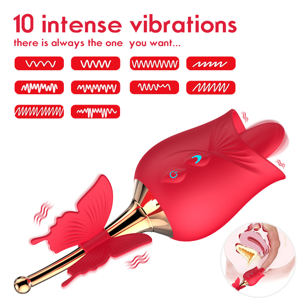 Butterfly Rose Clitoral Vibrator – 10 Pulse Modes, Soft Silicone, Quiet & Waterproof Pleasure Stimulator