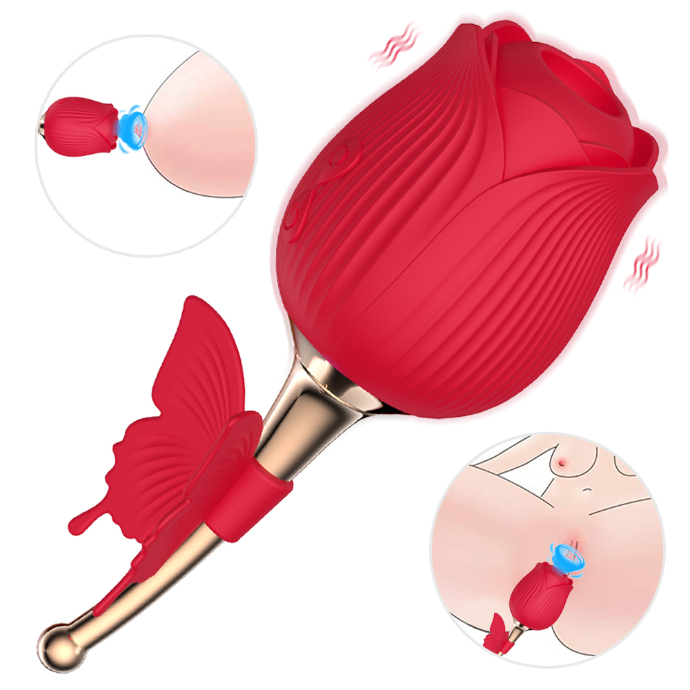 Rose Clitoral Sucking & Vibrating Stimulator – 10 Modes Dual Pleasure, Waterproof Magnetic Rechargeable Female Sex Toy