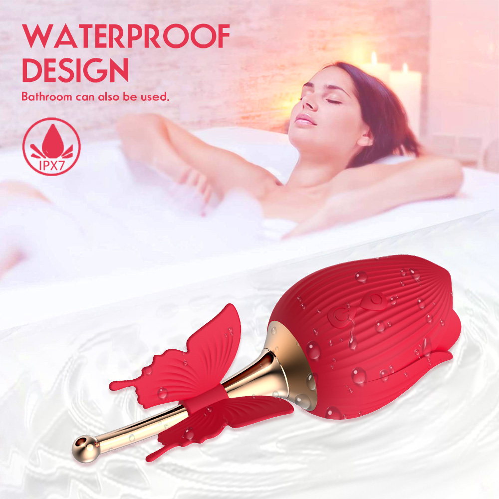 Rose Clitoral Sucking & Vibrating Stimulator – 10 Modes Dual Pleasure, Waterproof Magnetic Rechargeable Female Sex Toy