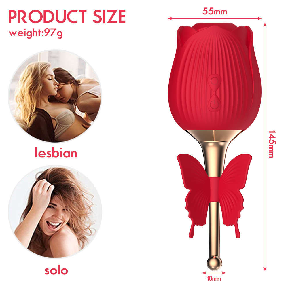 Rose Clitoral Sucking & Vibrating Stimulator – 10 Modes Dual Pleasure, Waterproof Magnetic Rechargeable Female Sex Toy