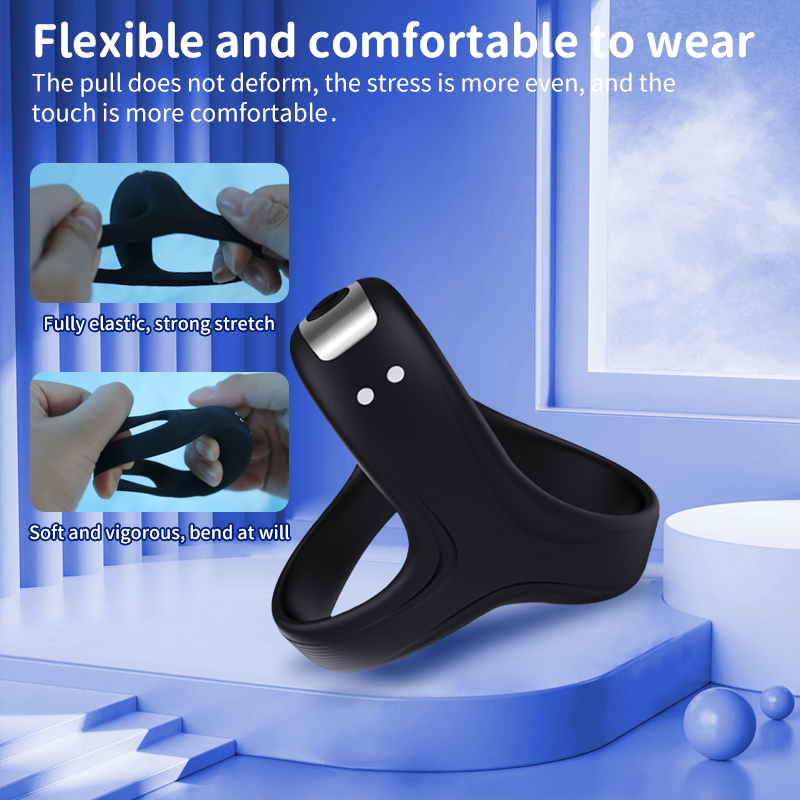 Delayed Vibration Penis Ring – Rechargeable Silicone Cock Ring with 10 Modes, Waterproof, Comfortable Fit for Men & Couples
