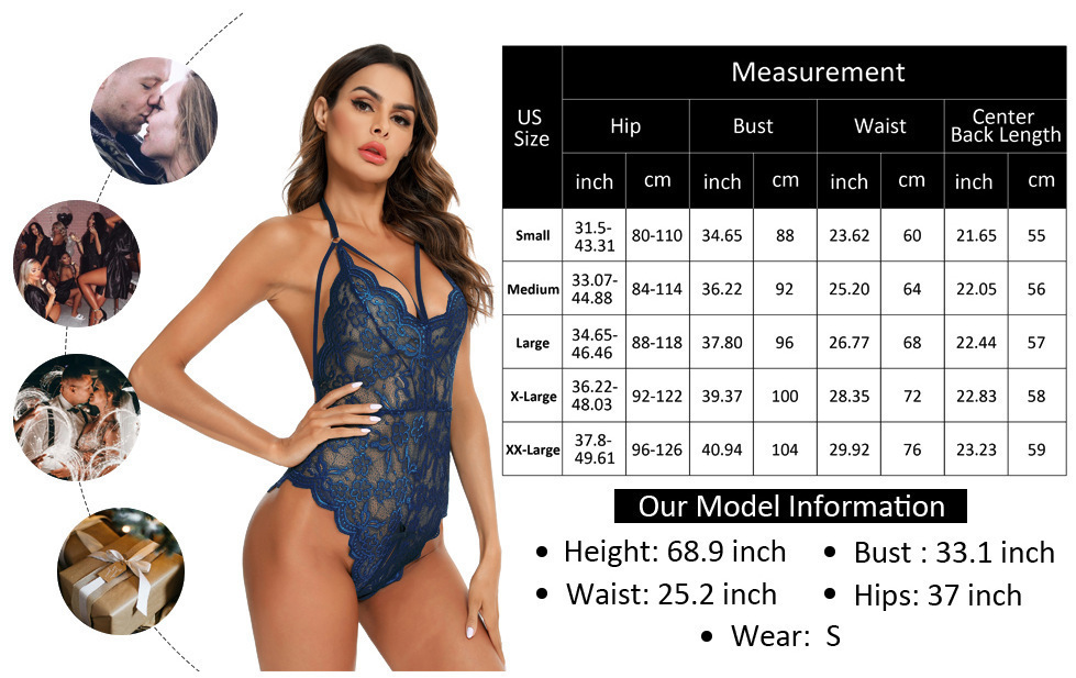 Lace Bodysuit Lingerie for Women – Sexy Open Crotch Teddy, Cute Soft Stretch One Piece Nightwear