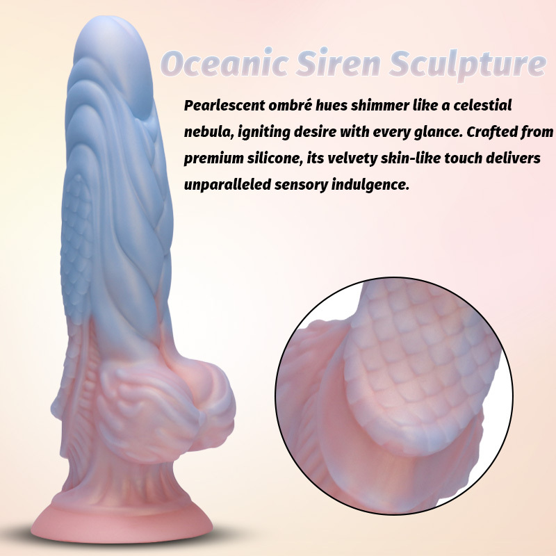 Soft Silicone Textured Dildo for Women – Waterproof Suction Cup Adult Toy with Scaled Texture