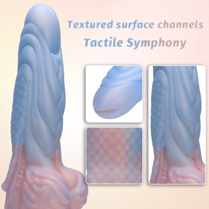 Soft Silicone Textured Dildo for Women – Waterproof Suction Cup Adult Toy with Scaled Texture
