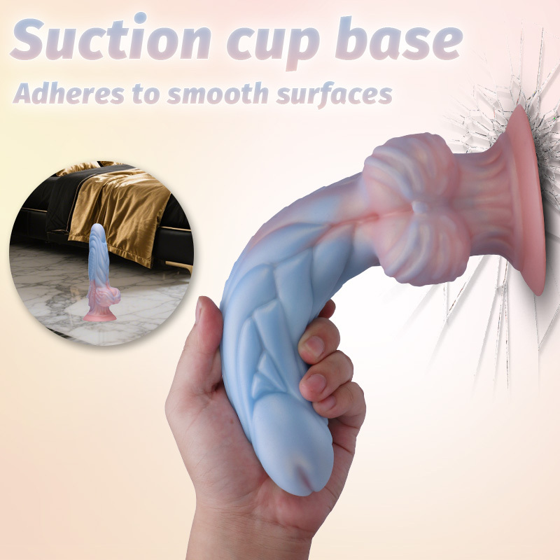 Soft Silicone Textured Dildo for Women – Waterproof Suction Cup Adult Toy with Scaled Texture