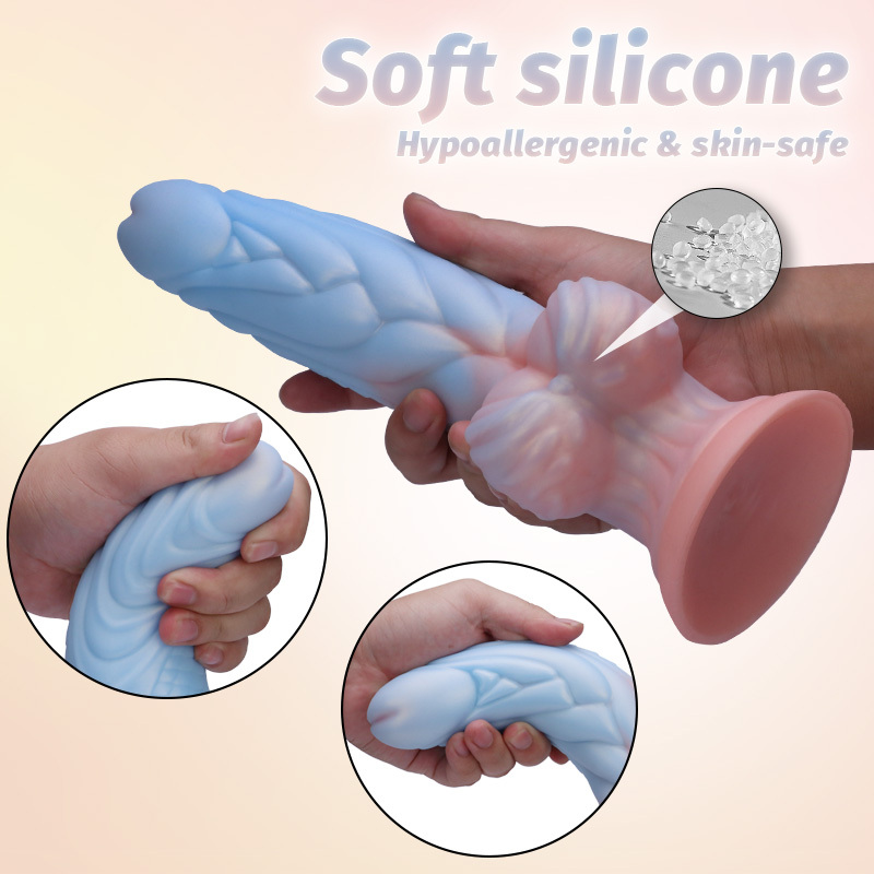 Soft Silicone Textured Dildo for Women – Waterproof Suction Cup Adult Toy with Scaled Texture