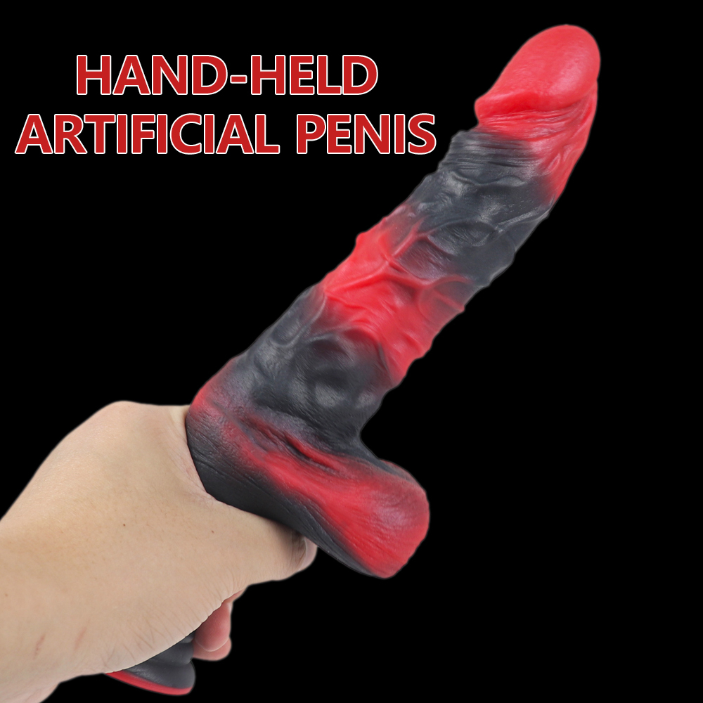 Realistic Handheld Dildo with Easy-Grip Handle - Soft Liquid Silicone G-Spot Stimulator, Upcurved Tip for Beginners, 9.6"/10.2"