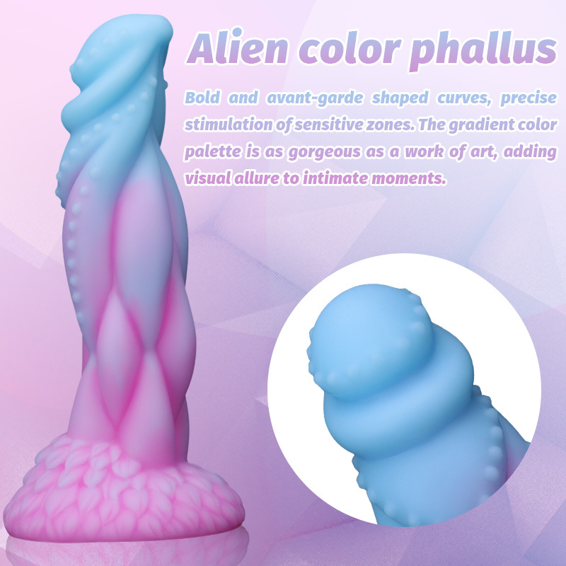AcdToys Alien Color Phallus – Gradient Fantasy Silicone Dildo with Twisted Texture & Suction Cup Base Waterproof Adult Toy