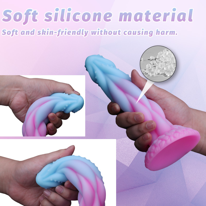 AcdToys Alien Color Phallus – Gradient Fantasy Silicone Dildo with Twisted Texture & Suction Cup Base Waterproof Adult Toy