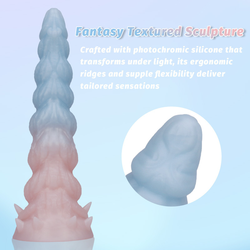 Fantasy Giant Tooth Heteromorphic Dildo Gradient Silicone Suction Cup Dildo with Spiral Texture, Waterproof Fantasy Adult Toy for women
