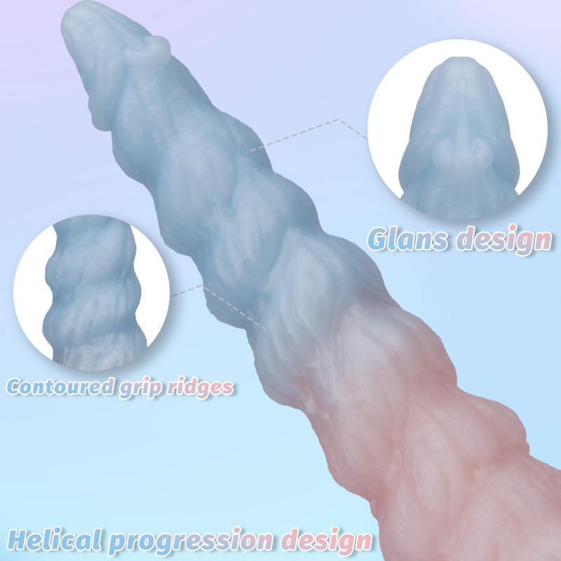 Fantasy Giant Tooth Heteromorphic Dildo Gradient Silicone Suction Cup Dildo with Spiral Texture, Waterproof Fantasy Adult Toy for women