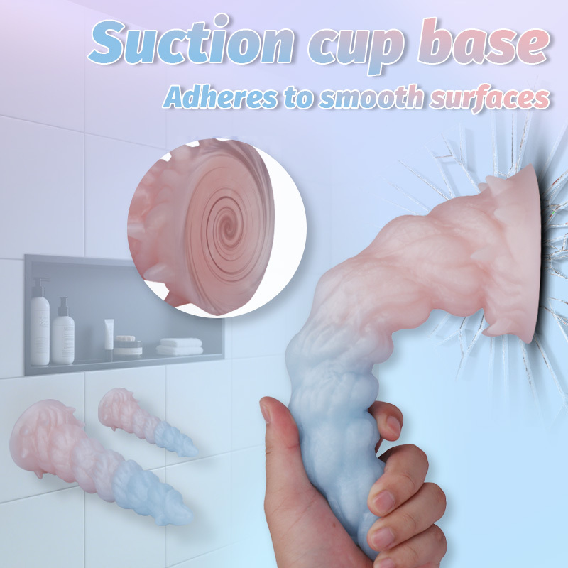 Fantasy Giant Tooth Heteromorphic Dildo Gradient Silicone Suction Cup Dildo with Spiral Texture, Waterproof Fantasy Adult Toy for women