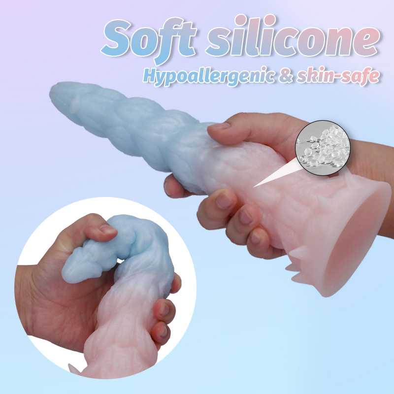 Fantasy Giant Tooth Heteromorphic Dildo Gradient Silicone Suction Cup Dildo with Spiral Texture, Waterproof Fantasy Adult Toy for women