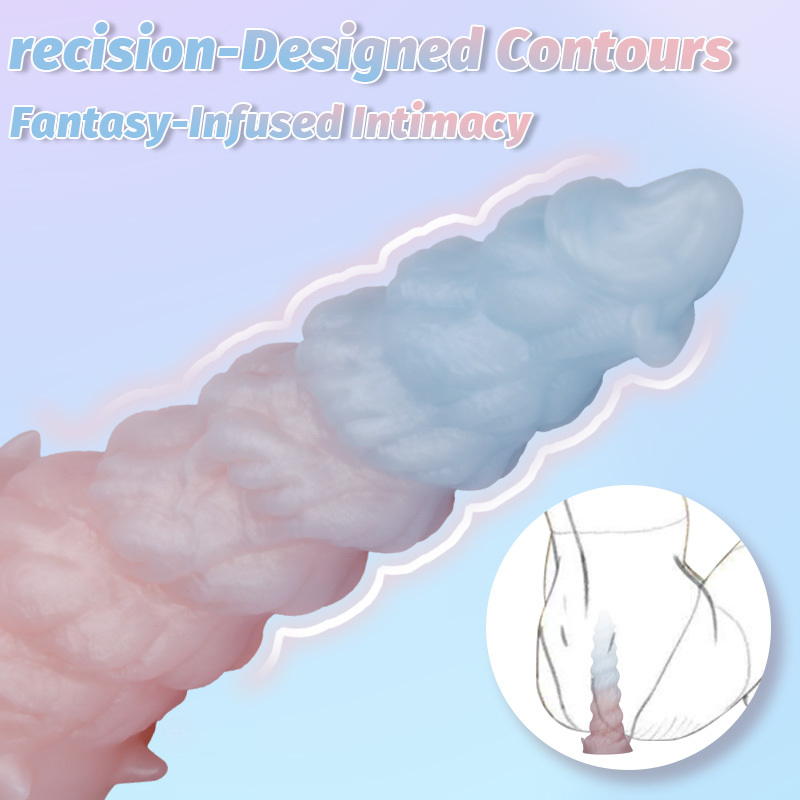 Fantasy Giant Tooth Heteromorphic Dildo Gradient Silicone Suction Cup Dildo with Spiral Texture, Waterproof Fantasy Adult Toy for women