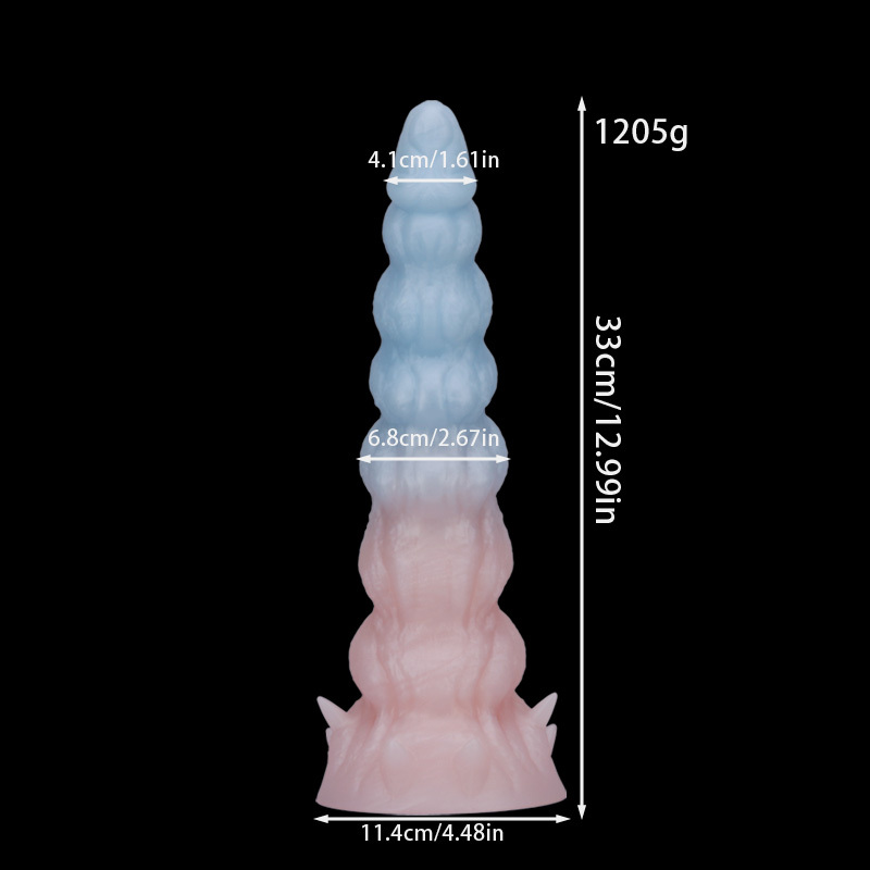 Fantasy Giant Tooth Heteromorphic Dildo Gradient Silicone Suction Cup Dildo with Spiral Texture, Waterproof Fantasy Adult Toy for women