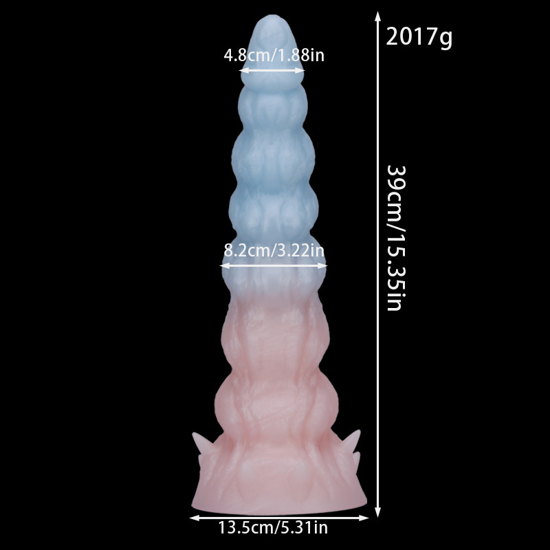 Fantasy Giant Tooth Heteromorphic Dildo Gradient Silicone Suction Cup Dildo with Spiral Texture, Waterproof Fantasy Adult Toy for women