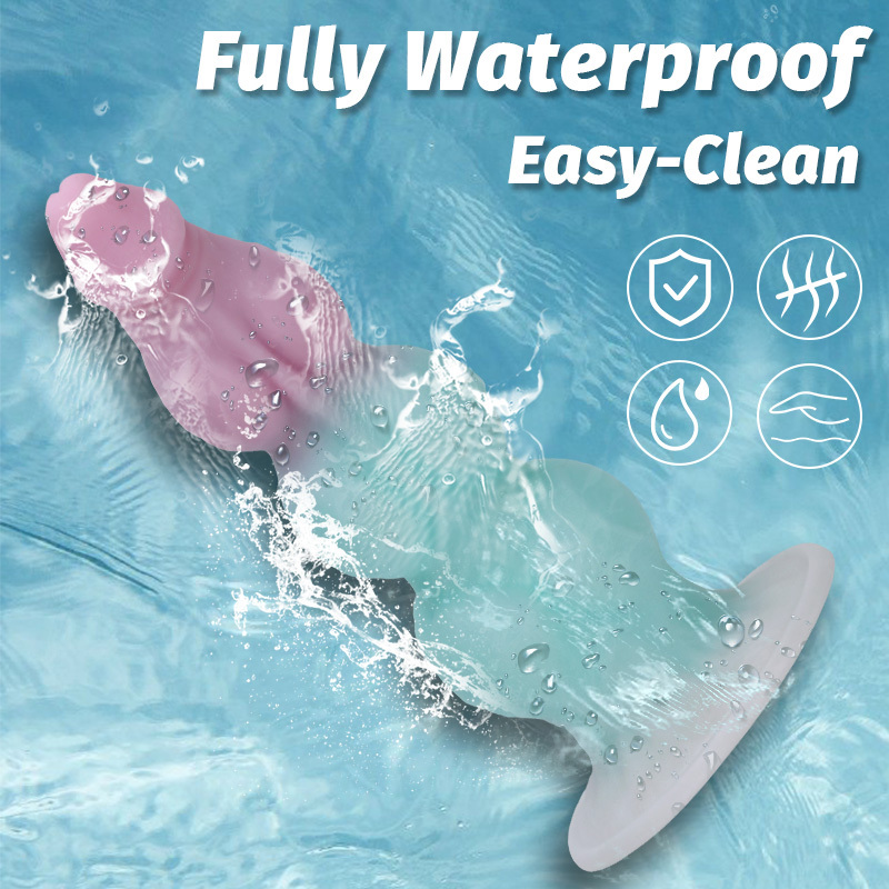 Pink & Blue Iridescent Silicone Dildo – Pearlescent Gradient Suction Cup Adult Toy 21cm