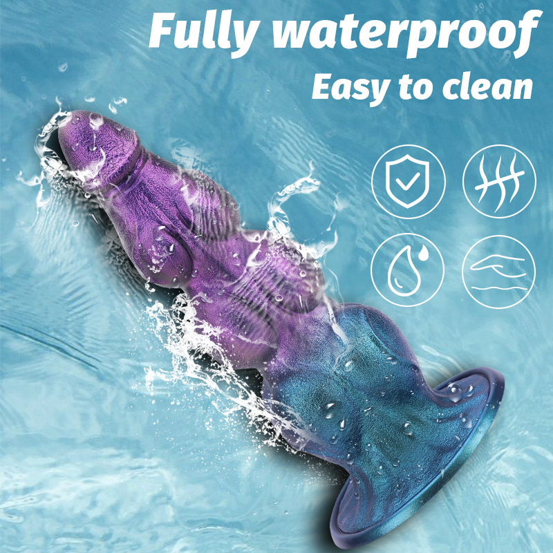 Purple Blue Gradient Fantasy Silicone Dildo Pearlescent Textured Suction Cup Toy with 4 Sizes