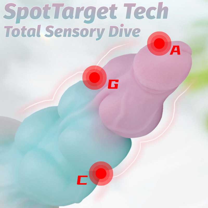 Pink & Blue Iridescent Silicone Dildo – Pearlescent Gradient Suction Cup Adult Toy 21cm