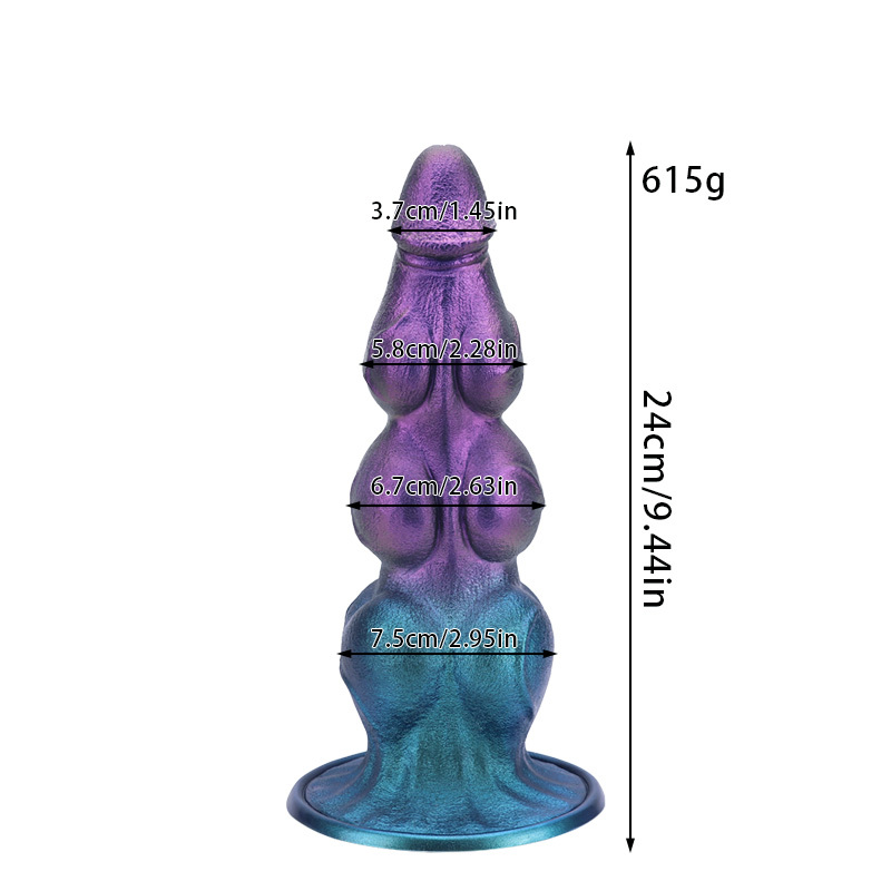 Purple Blue Gradient Fantasy Silicone Dildo Pearlescent Textured Suction Cup Toy with 4 Sizes