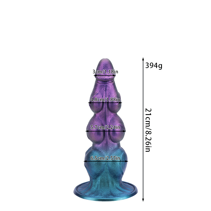 Purple Blue Gradient Fantasy Silicone Dildo Pearlescent Textured Suction Cup Toy with 4 Sizes