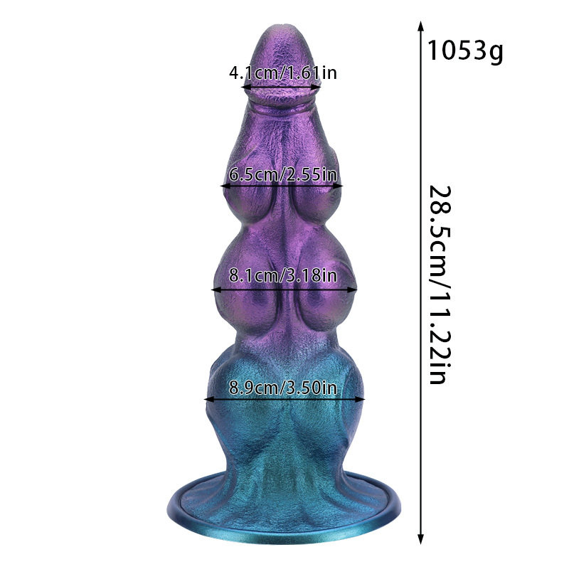 Purple Blue Gradient Fantasy Silicone Dildo Pearlescent Textured Suction Cup Toy with 4 Sizes