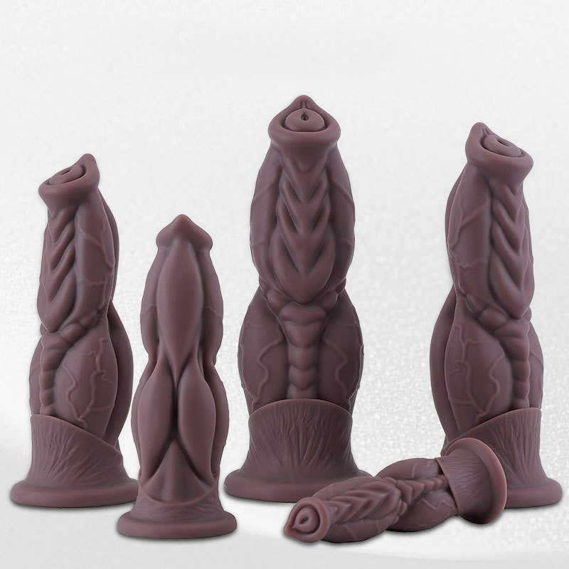 Titan Muscle Textured Fantasy Dildo & Anal Plug Flexible Liquid Silicone Waterproof Pleasure Toy, 5 Sizes