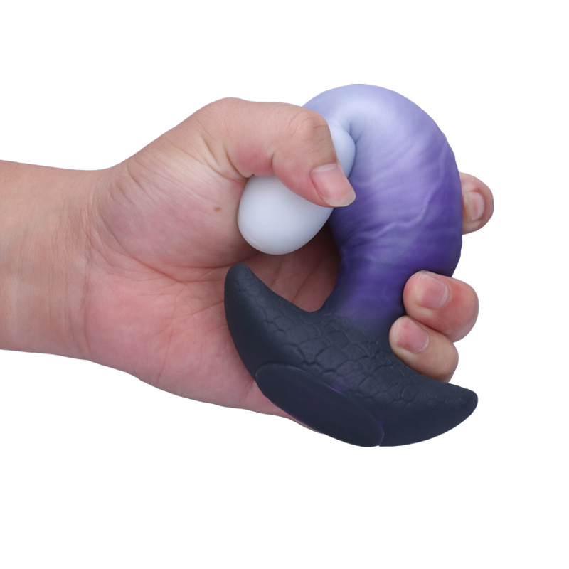Purple & White Wearable Silicone Dildo – Invisible Base, Waterproof Liquid Silicone Fantasy Dildo with 3 Sizes