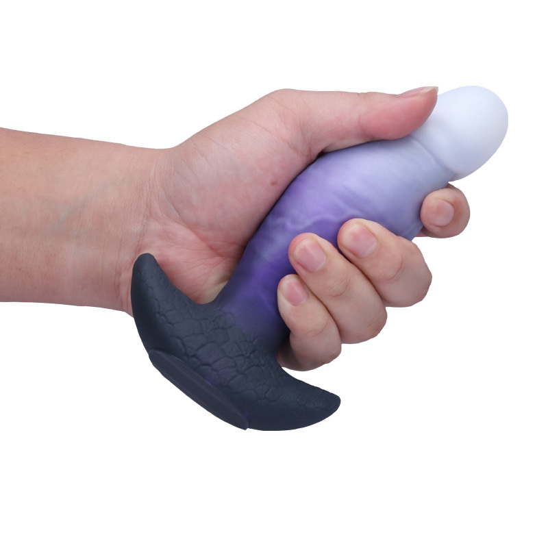 Purple & White Wearable Silicone Dildo – Invisible Base, Waterproof Liquid Silicone Fantasy Dildo with 3 Sizes