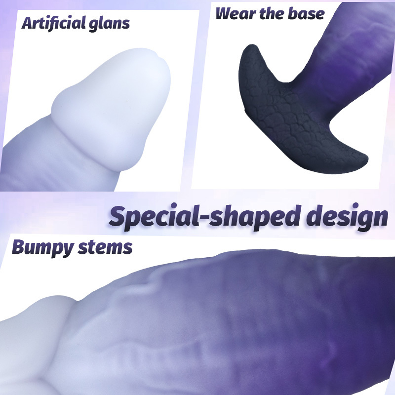 Purple & White Wearable Silicone Dildo – Invisible Base, Waterproof Liquid Silicone Fantasy Dildo with 3 Sizes