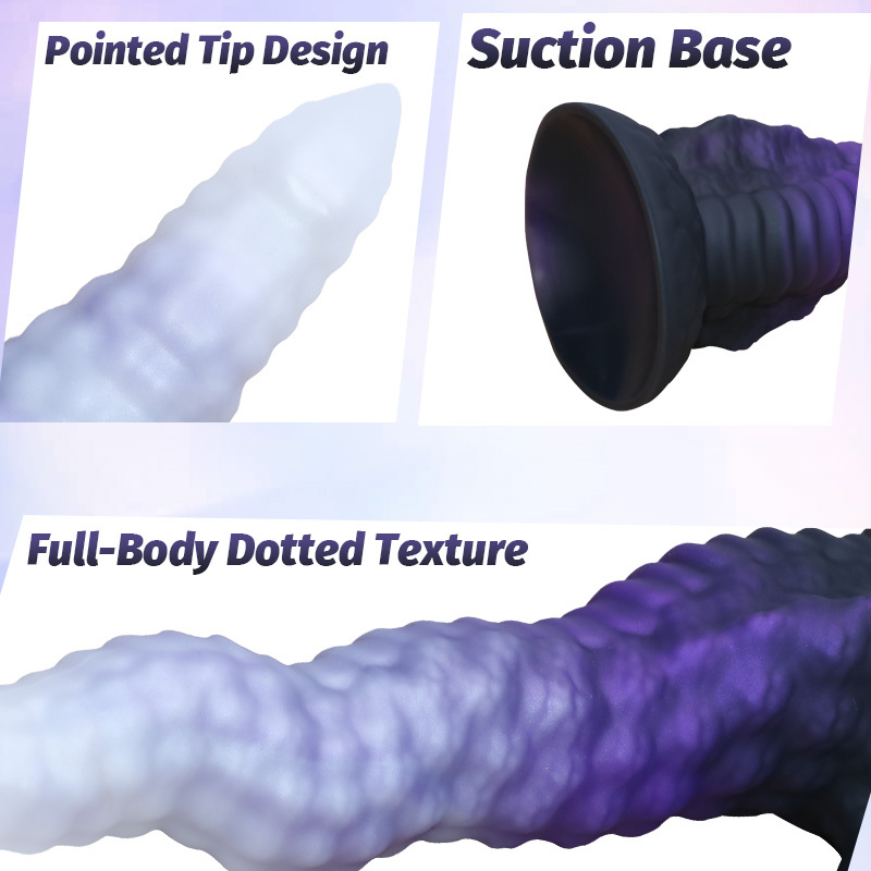 Fantasy Unicorn Dragon Textured Silicone Dildo with Suction Cup – Waterproof Liquid Silicone Adult Toy