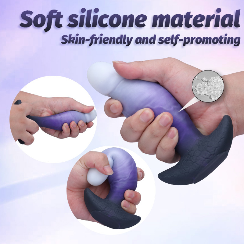 Purple & White Wearable Silicone Dildo – Invisible Base, Waterproof Liquid Silicone Fantasy Dildo with 3 Sizes