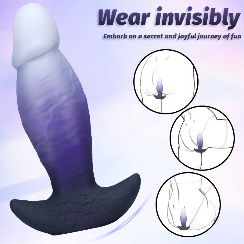 Purple & White Wearable Silicone Dildo – Invisible Base, Waterproof Liquid Silicone Fantasy Dildo with 3 Sizes