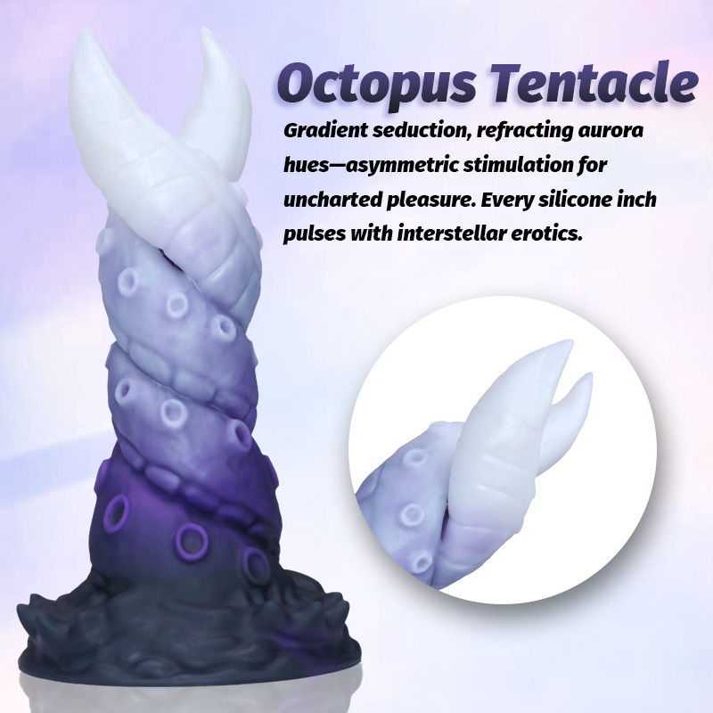 Fantasy Twin Kraken Tentacle Silicone Dildo with Suction Cup – Liquid Silicone Waterproof Textured Adult Toy (3 Sizes)
