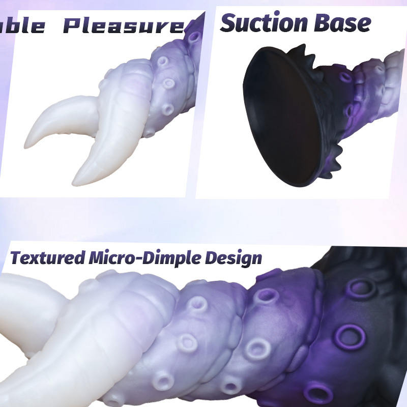 Fantasy Twin Kraken Tentacle Silicone Dildo with Suction Cup – Liquid Silicone Waterproof Textured Adult Toy (3 Sizes)